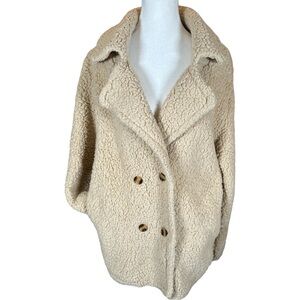 Cozy Cream Double-Breasted Women's Teddy Coat
